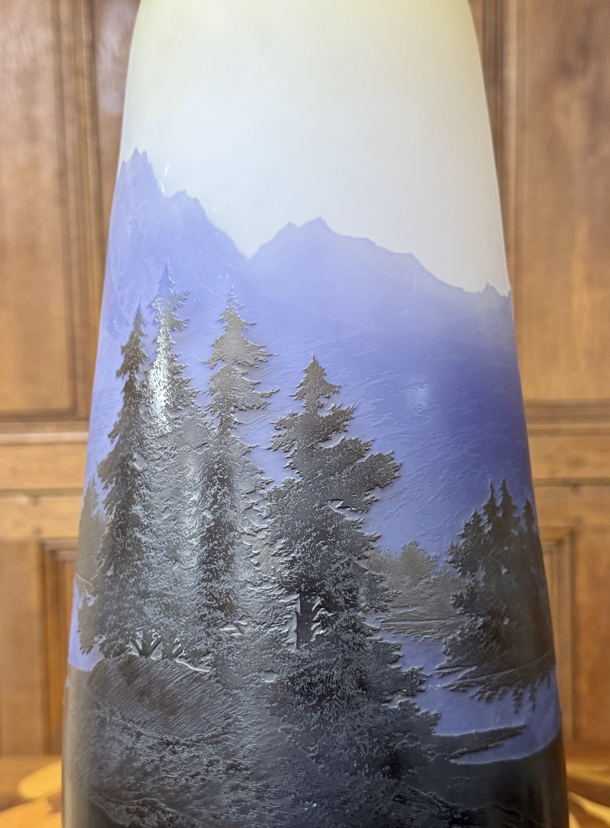 émile Gallé - Large Vase Decorated With Vosges Landscapes. Art Nouveau Period-photo-5