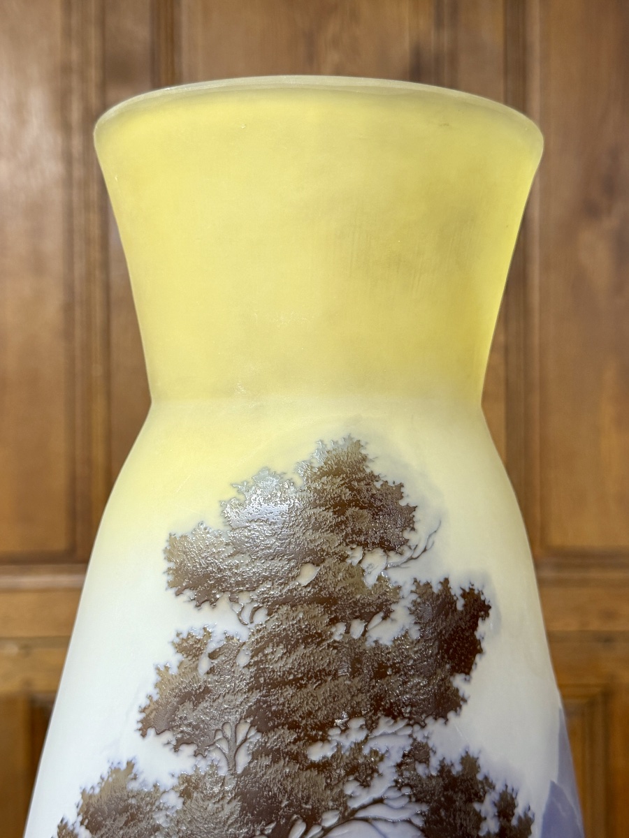 émile Gallé - Large Vase Decorated With Vosges Landscapes. Art Nouveau Period-photo-8