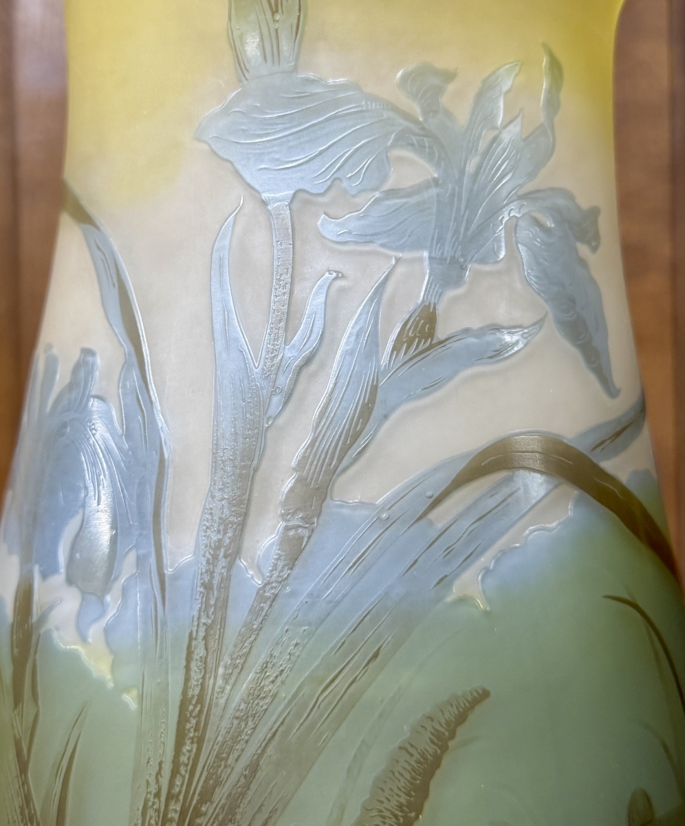 émile Gallé - Water Lily Vase In Multi-layered Glass. Art Nouveau Period-photo-4