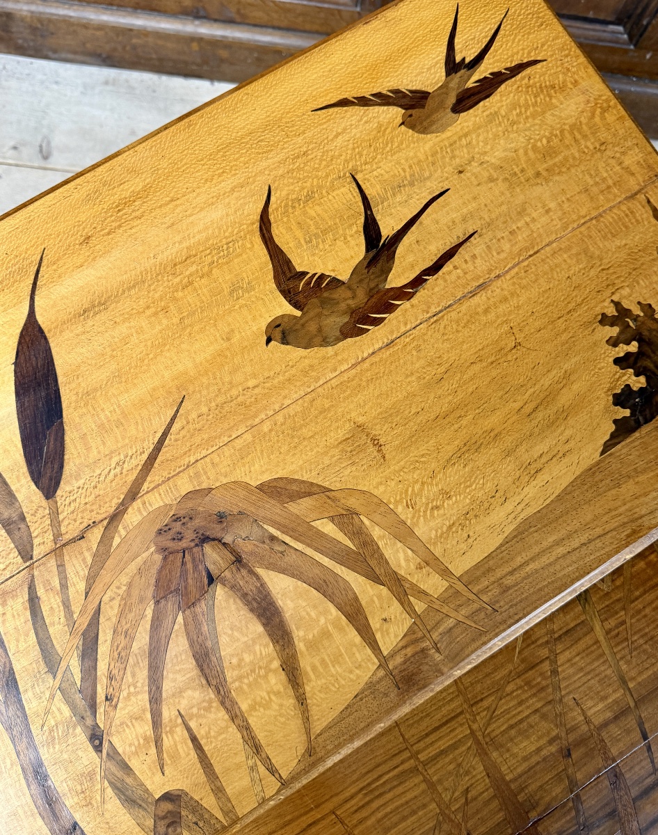 Joseph Guth - Nesting Tables With Marquetry Featuring Rich Depictions Of Fauna And Flora. Art Nouveau-photo-3