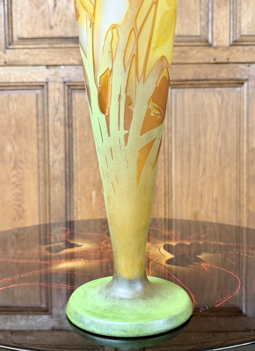 Émile Gallé - Vase cornet à décor de jonquilles d’époque Art Nouveau-photo-3