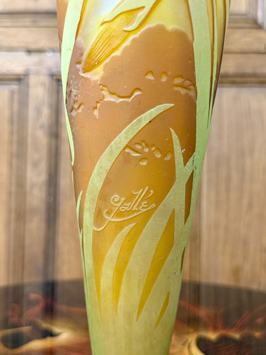Émile Gallé - Vase cornet à décor de jonquilles d’époque Art Nouveau-photo-4