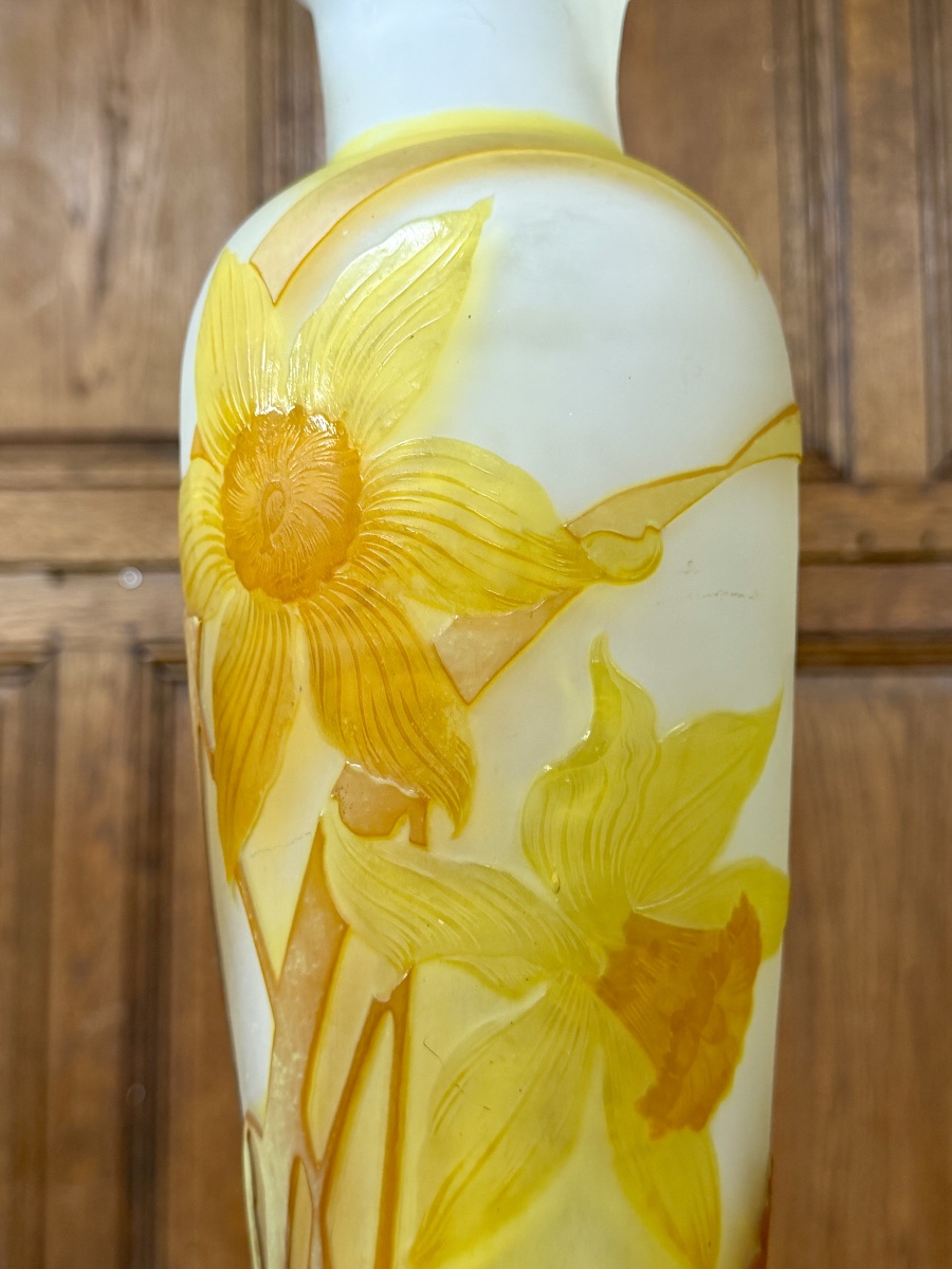 Émile Gallé - Vase cornet à décor de jonquilles d’époque Art Nouveau-photo-7
