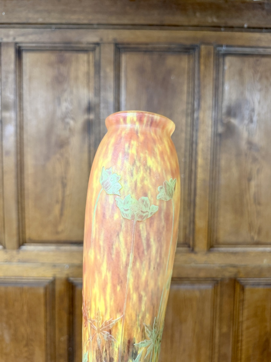 DAUM NANCY - IMPORTANT VASE À DÉCOR DE FEUILLES DE CHANVRE, ÉPOQUE ART NOUVEAU-photo-7