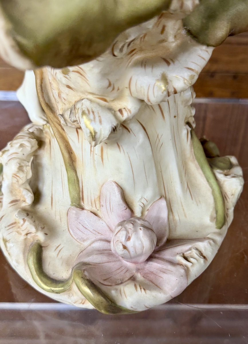 Royal Dux - Large Bowl With Two Women. Painted Porcelain, Art Nouveau Period-photo-3