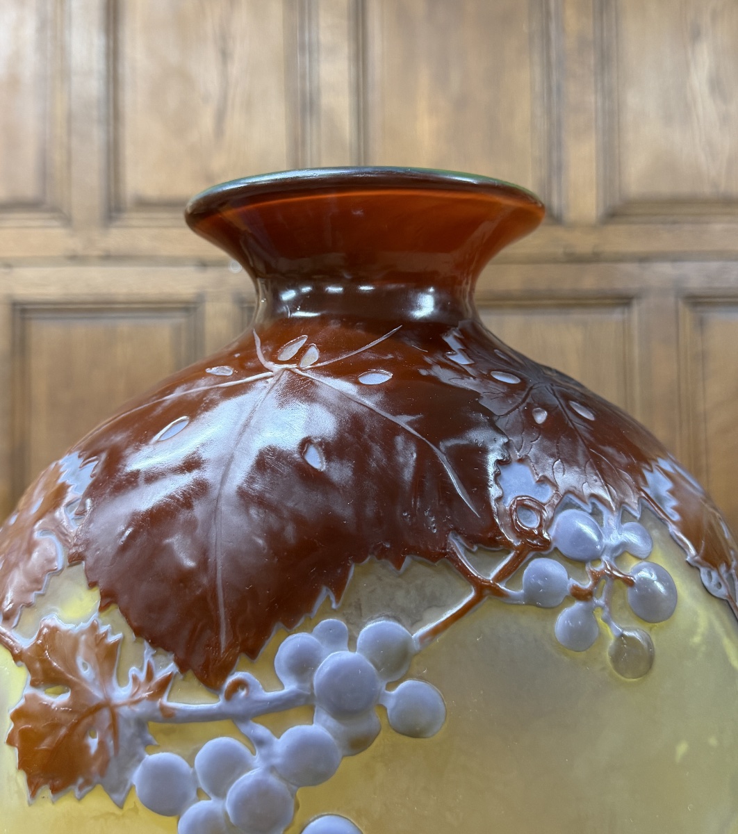 Émile Gallé - Important vase gourde Soufflé Moulé aux vignes. Époque Art Nouveau-photo-3