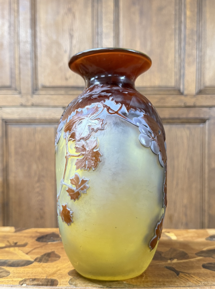 Émile Gallé - Important vase gourde Soufflé Moulé aux vignes. Époque Art Nouveau-photo-4