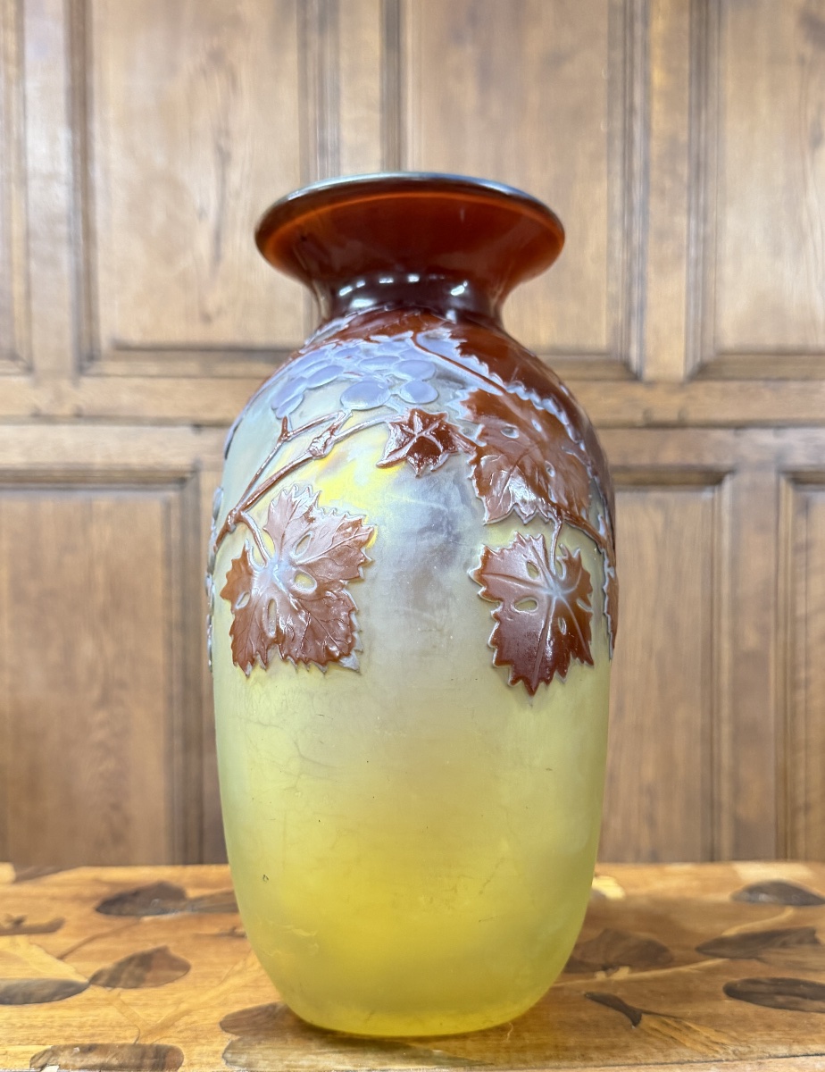 Émile Gallé - Important vase gourde Soufflé Moulé aux vignes. Époque Art Nouveau-photo-1