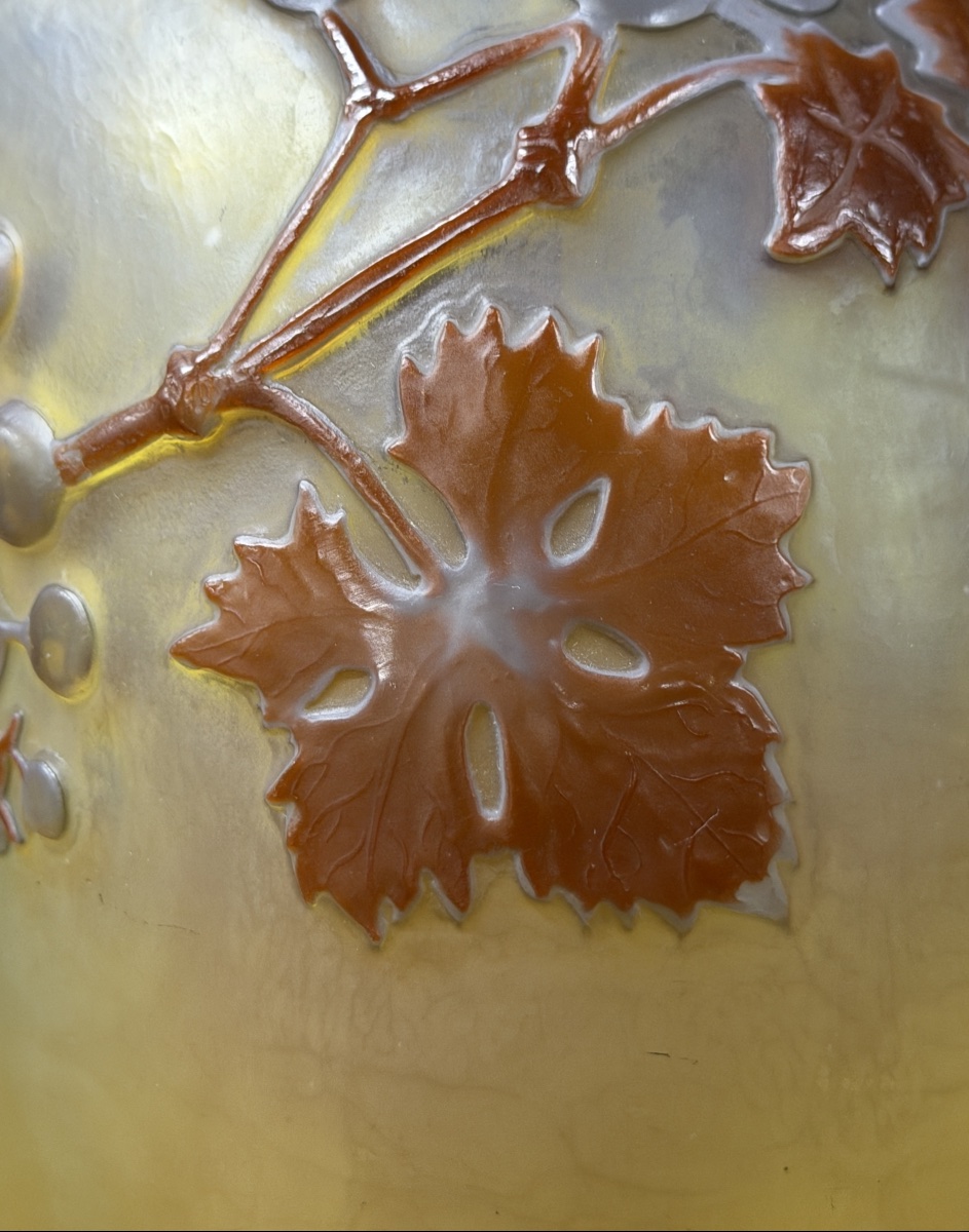 Émile Gallé - Important vase gourde Soufflé Moulé aux vignes. Époque Art Nouveau-photo-6