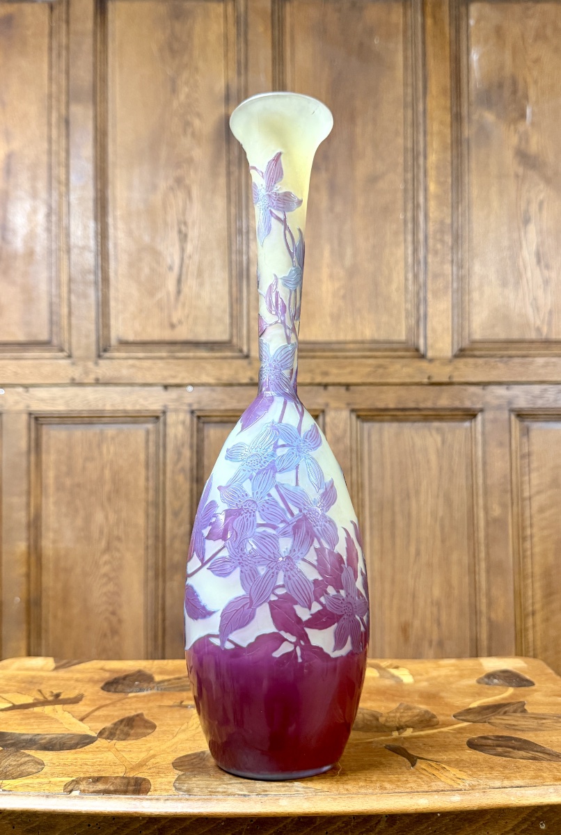 ÉMILE GALLÉ - VASE bleu AUX clématites EN VERRE MULTICOUCHE, ÉPOQUE ART NOUVEAU-photo-6