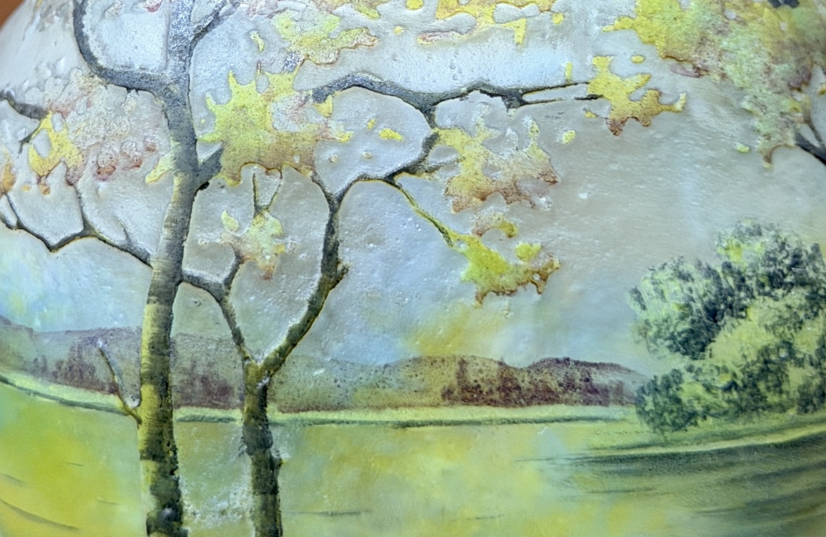 Daum Nancy - Vase en forme d’œuf à décor de paysage, époque Art Nouveau-photo-4