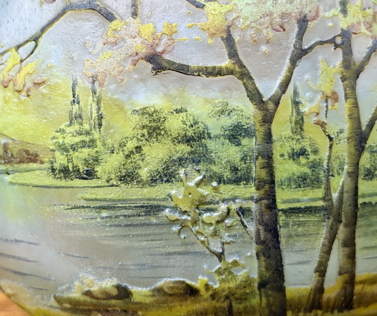 Daum Nancy - Vase en forme d’œuf à décor de paysage, époque Art Nouveau-photo-6