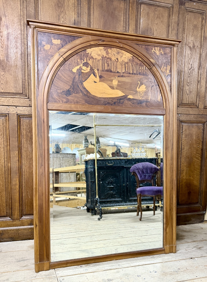 Miroir Art Nouveau en marqueterie par La Ruche, 1911, Maurice et Edmond Alet. 