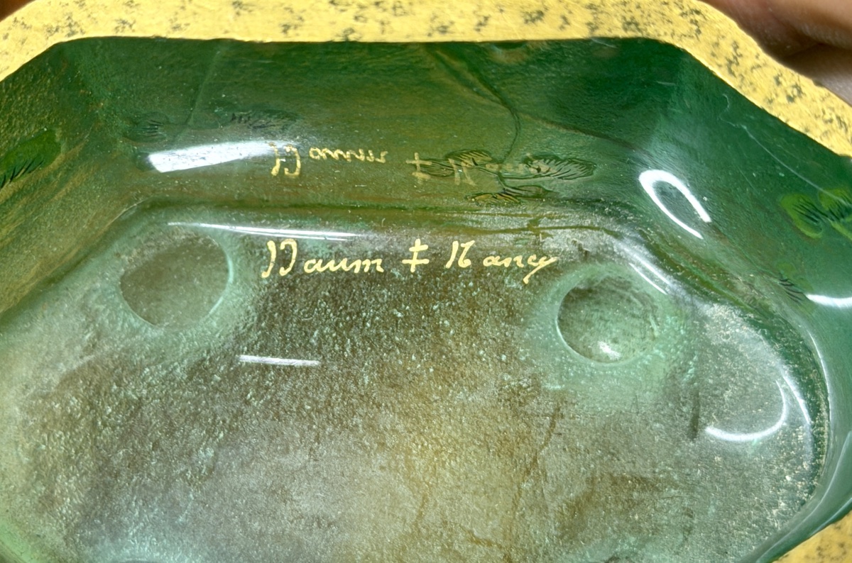 Daum Nancy - paire de salerons en verre émaillé et doré. Époque Art Nouveau-photo-3
