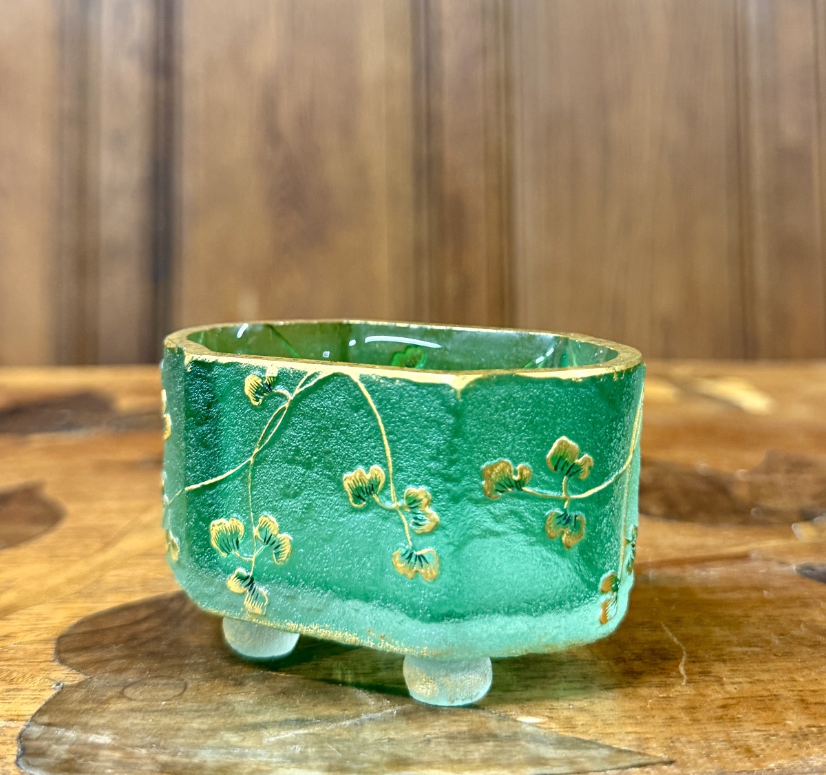 Daum Nancy - paire de salerons en verre émaillé et doré. Époque Art Nouveau-photo-4