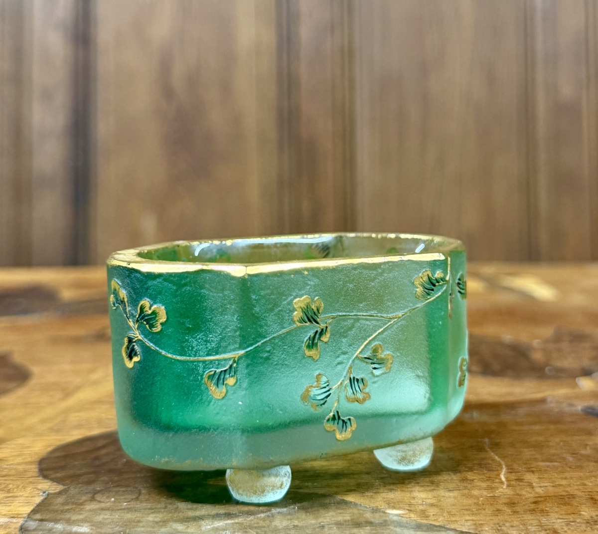 Daum Nancy - paire de salerons en verre émaillé et doré. Époque Art Nouveau-photo-2