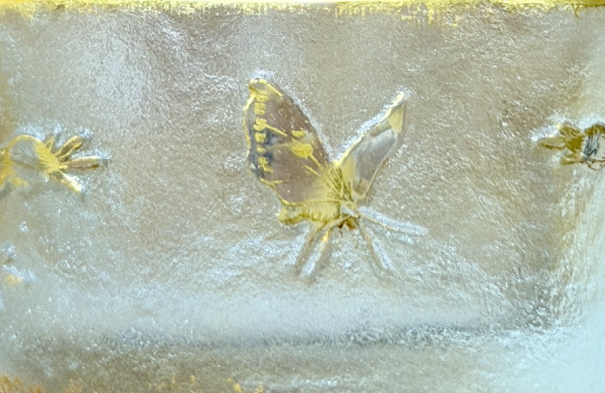 DAUM NANCY - PAIRE DE Petits SALERONS EN VERRE ÉMAILLÉ ET DORÉ. ÉPOQUE ART NOUVEAU-photo-3
