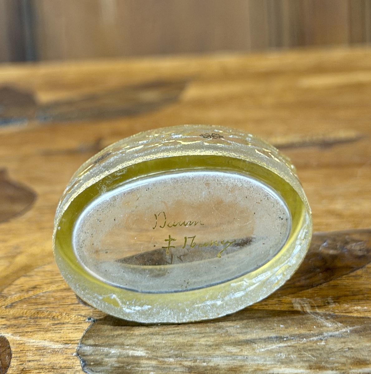 DAUM NANCY - PAIRE DE Petits SALERONS EN VERRE ÉMAILLÉ ET DORÉ. ÉPOQUE ART NOUVEAU-photo-3