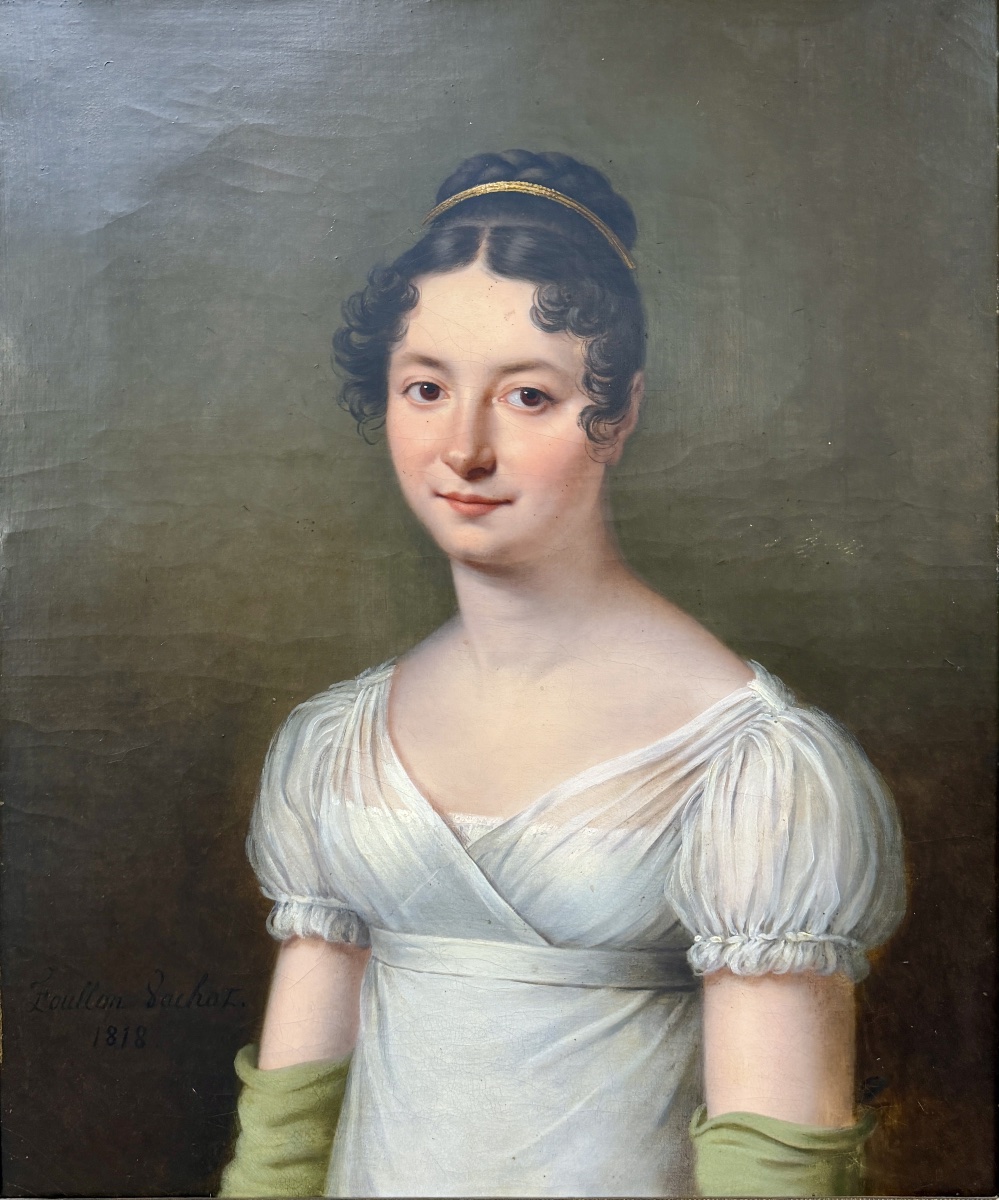Lucile Foullon Vachot - Portrait Of A Woman From The Louis XVIII Era. Oil On Canvas -photo-2