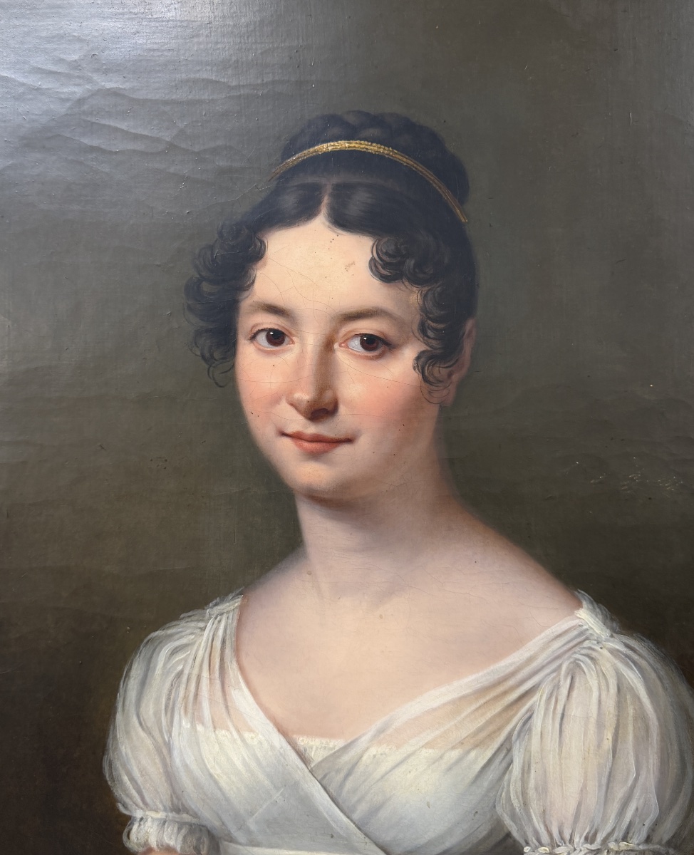 Lucile Foullon Vachot - Portrait Of A Woman From The Louis XVIII Era. Oil On Canvas -photo-3