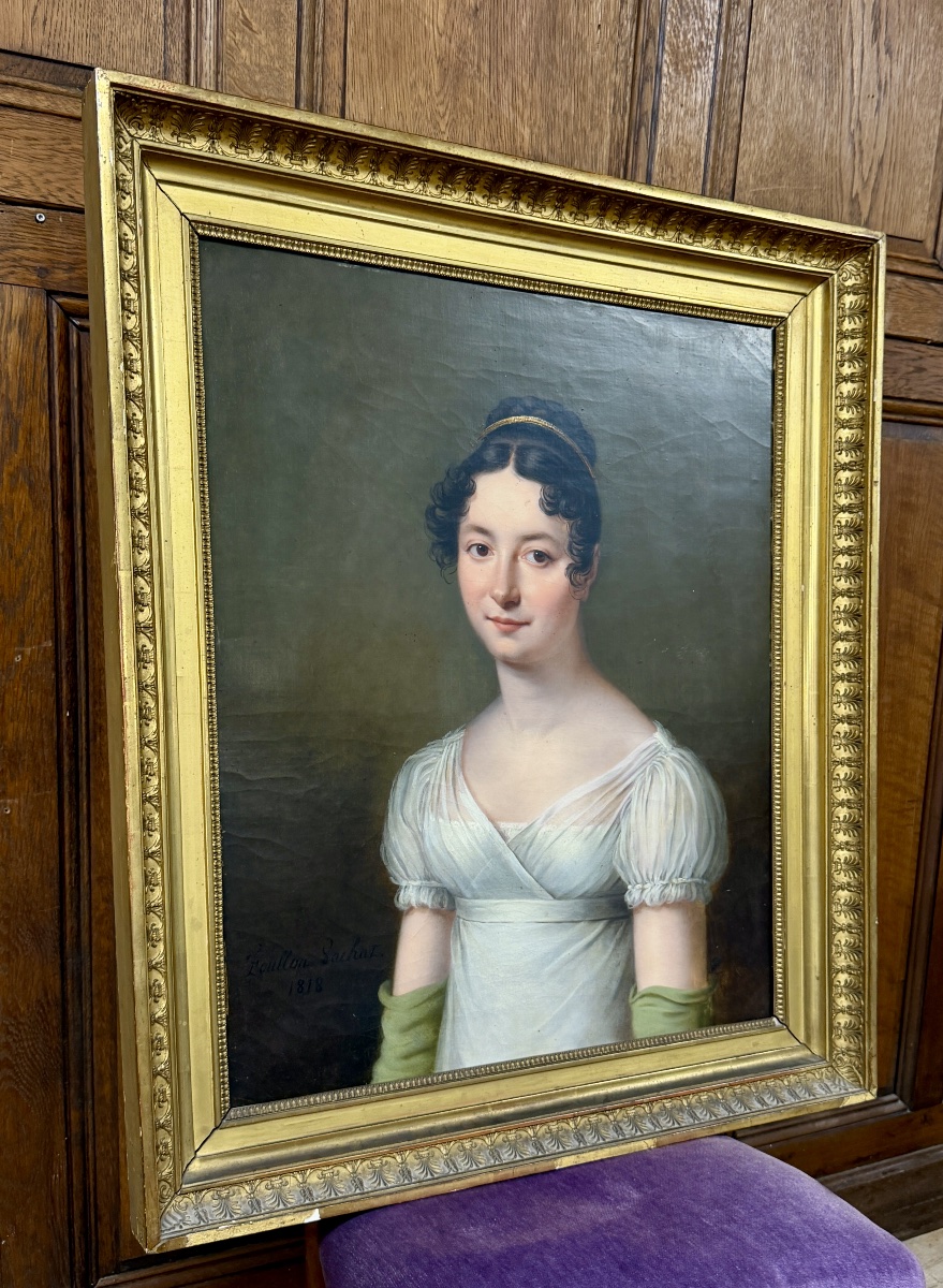 Lucile Foullon Vachot - Portrait Of A Woman From The Louis XVIII Era. Oil On Canvas -photo-1