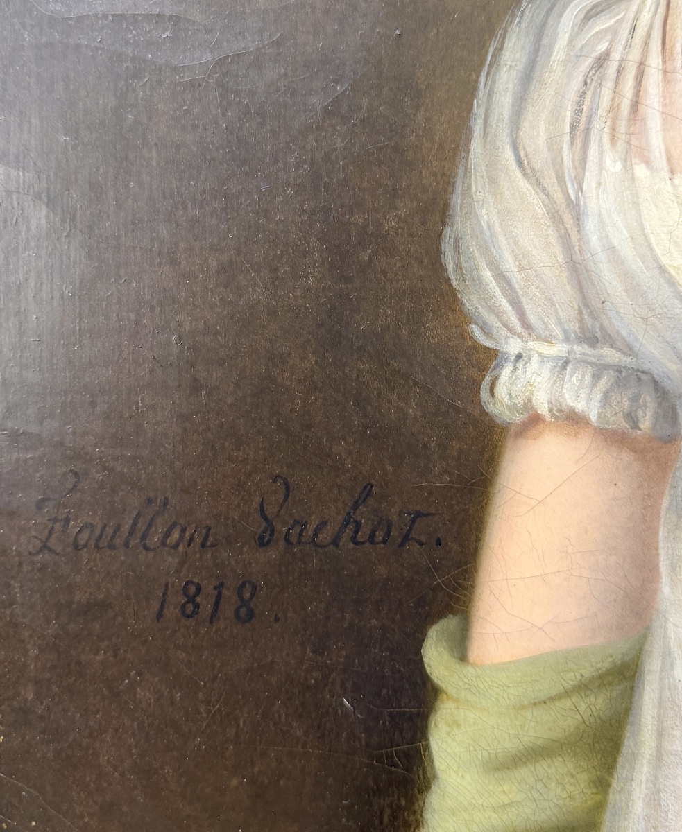 Lucile Foullon Vachot - Portrait Of A Woman From The Louis XVIII Era. Oil On Canvas -photo-2