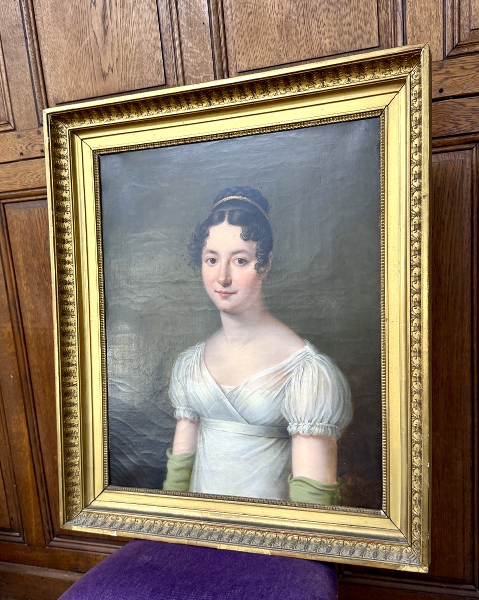 Lucile Foullon Vachot - Portrait Of A Woman From The Louis XVIII Era. Oil On Canvas -photo-4
