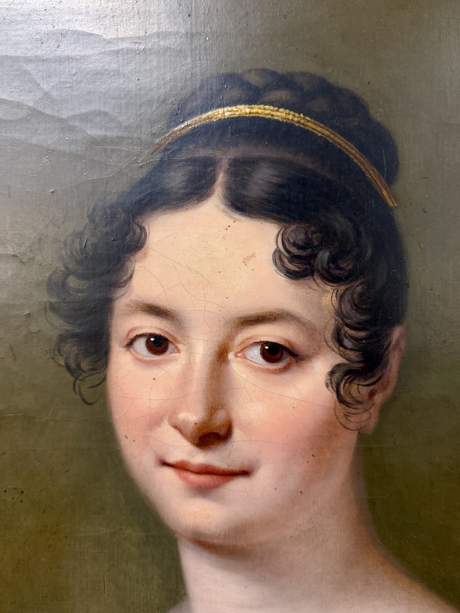 Lucile Foullon Vachot - Portrait Of A Woman From The Louis XVIII Era. Oil On Canvas -photo-6