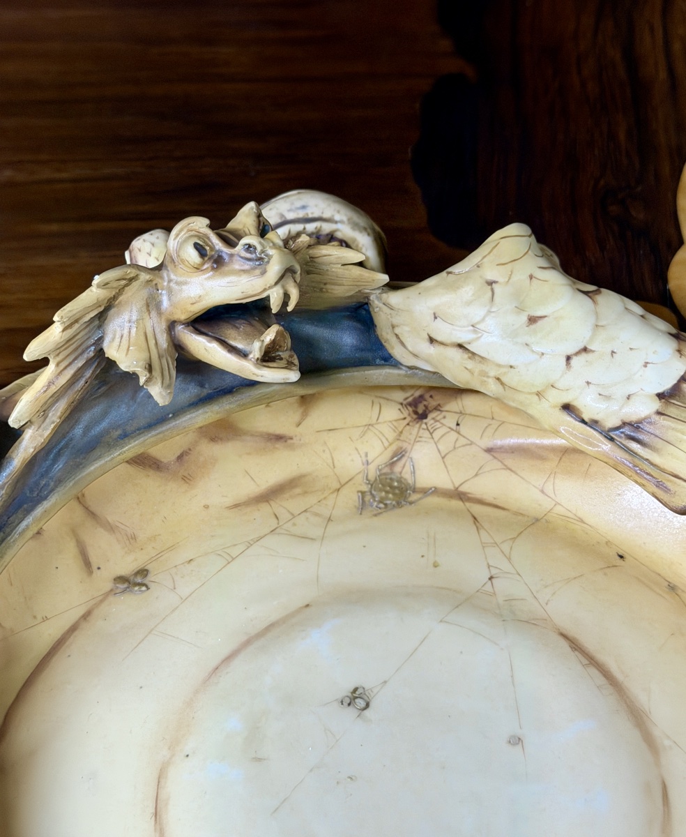 Amphora - Rsk, Riessner, Stellmacher, Kessel - Art Nouveau Ceramic Dragon Bowl-photo-4