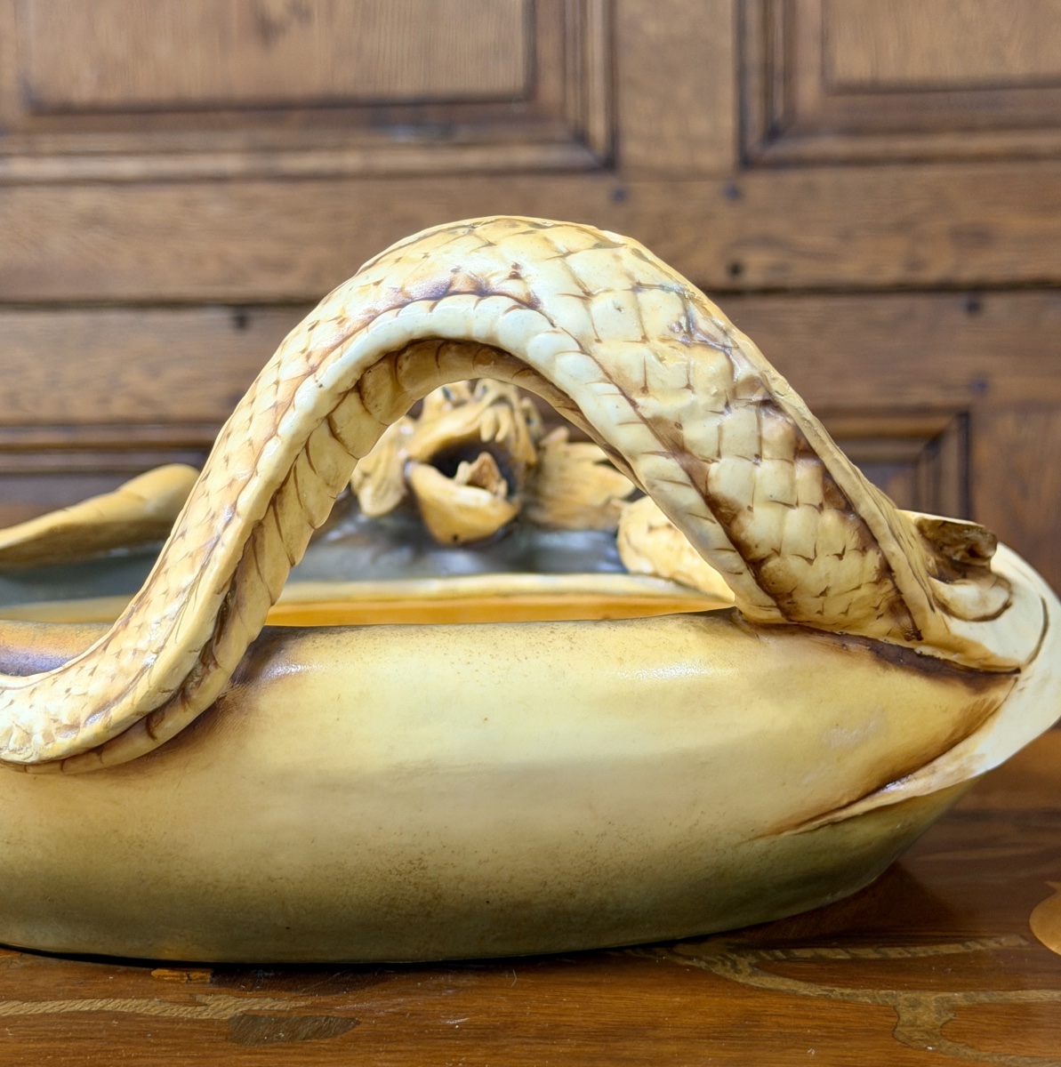Amphora - Rsk, Riessner, Stellmacher, Kessel - Art Nouveau Ceramic Dragon Bowl-photo-1
