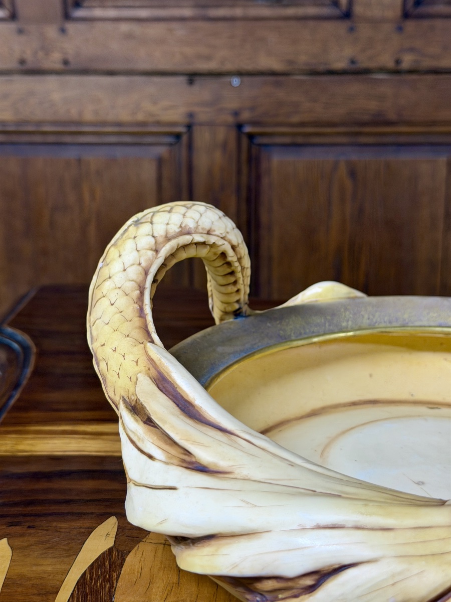 Amphora - Rsk, Riessner, Stellmacher, Kessel - Art Nouveau Ceramic Dragon Bowl-photo-4