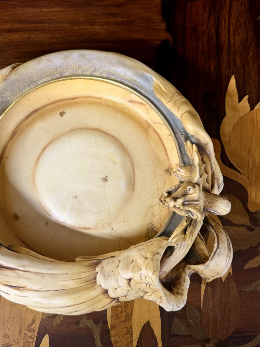 Amphora - Rsk, Riessner, Stellmacher, Kessel - Art Nouveau Ceramic Dragon Bowl-photo-6