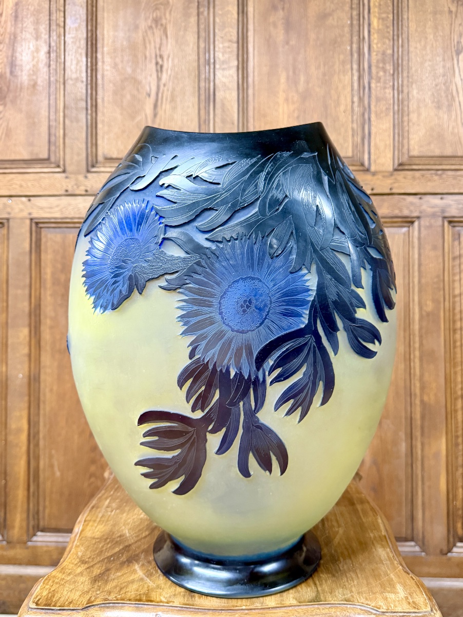Émile Gallé - Important vase aux ficoïdes marins bleus, époque Art Nouveau -photo-2
