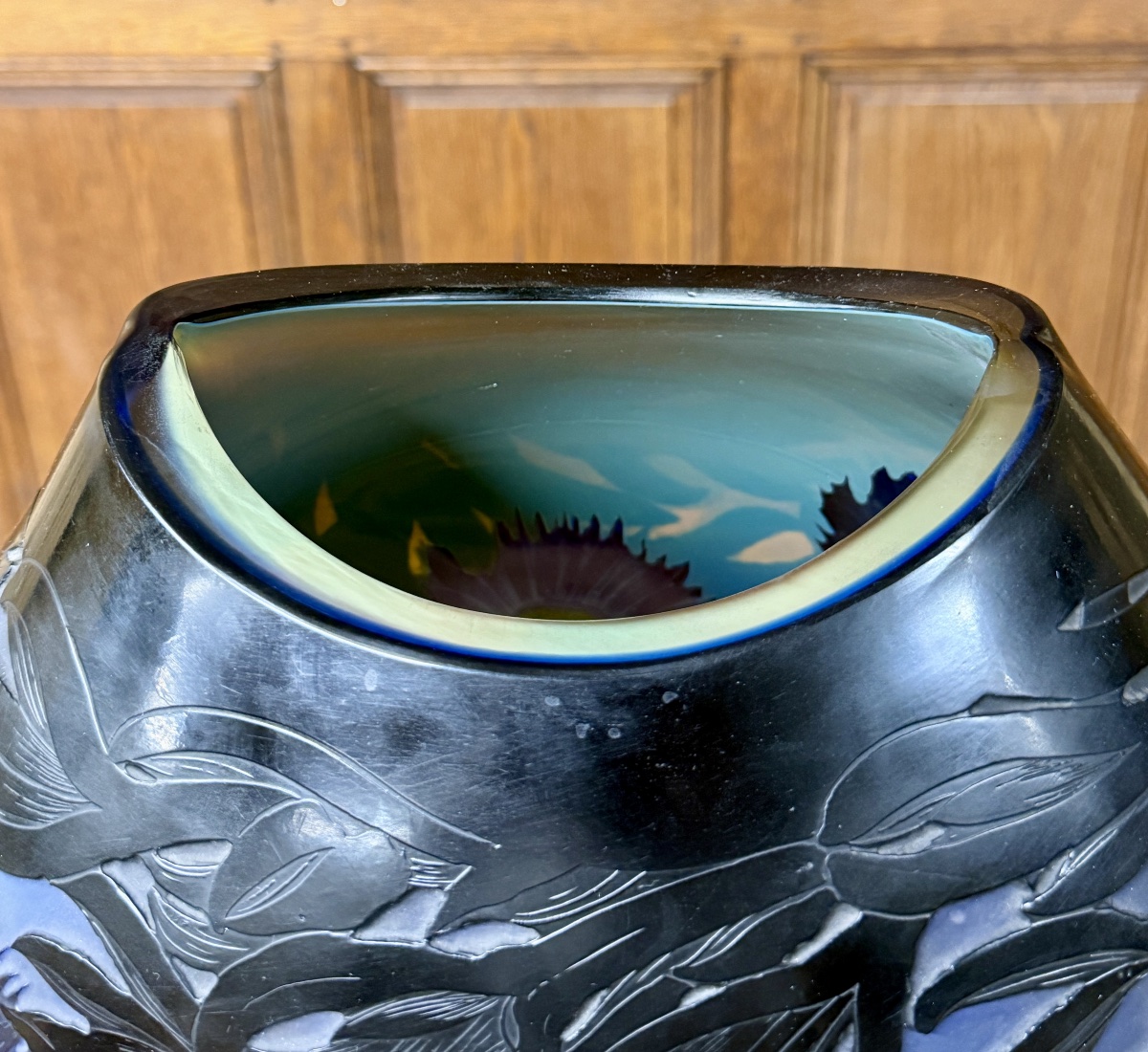 Émile Gallé - Important vase aux ficoïdes marins bleus, époque Art Nouveau -photo-3