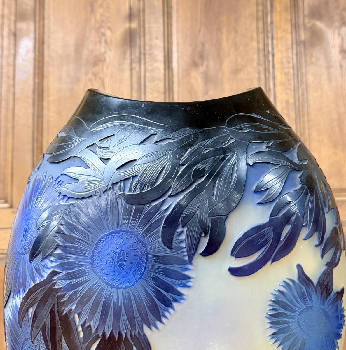 Émile Gallé - Important vase aux ficoïdes marins bleus, époque Art Nouveau -photo-6