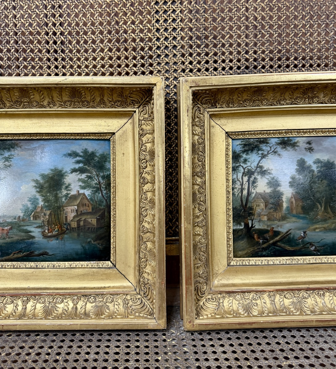 Pair Of Oil-on-panel Paintings From The Northern School, Late 18th Century. In Perfect Condition -photo-2