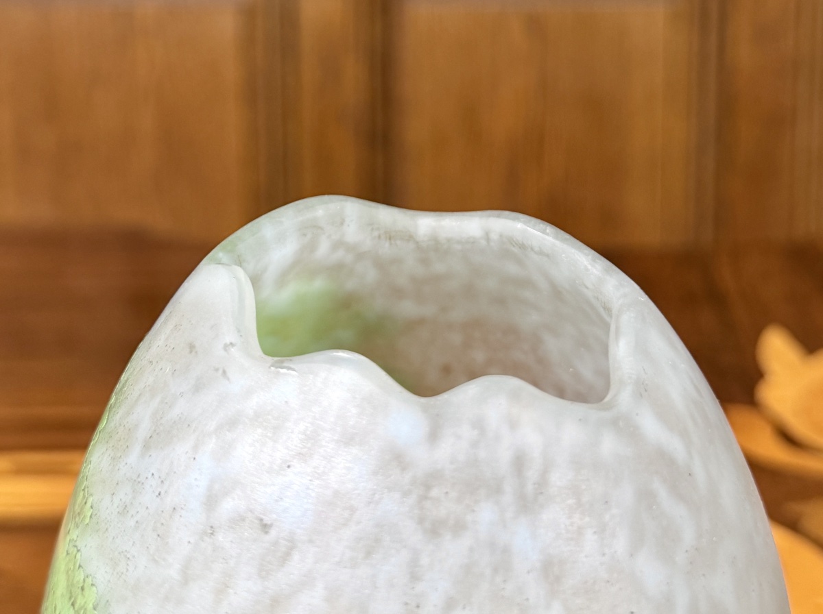 Daum Nancy—egg-shaped Vase With A Multi-lobed Neck Featuring A Landscape Design. Art Nouveau Period-photo-3