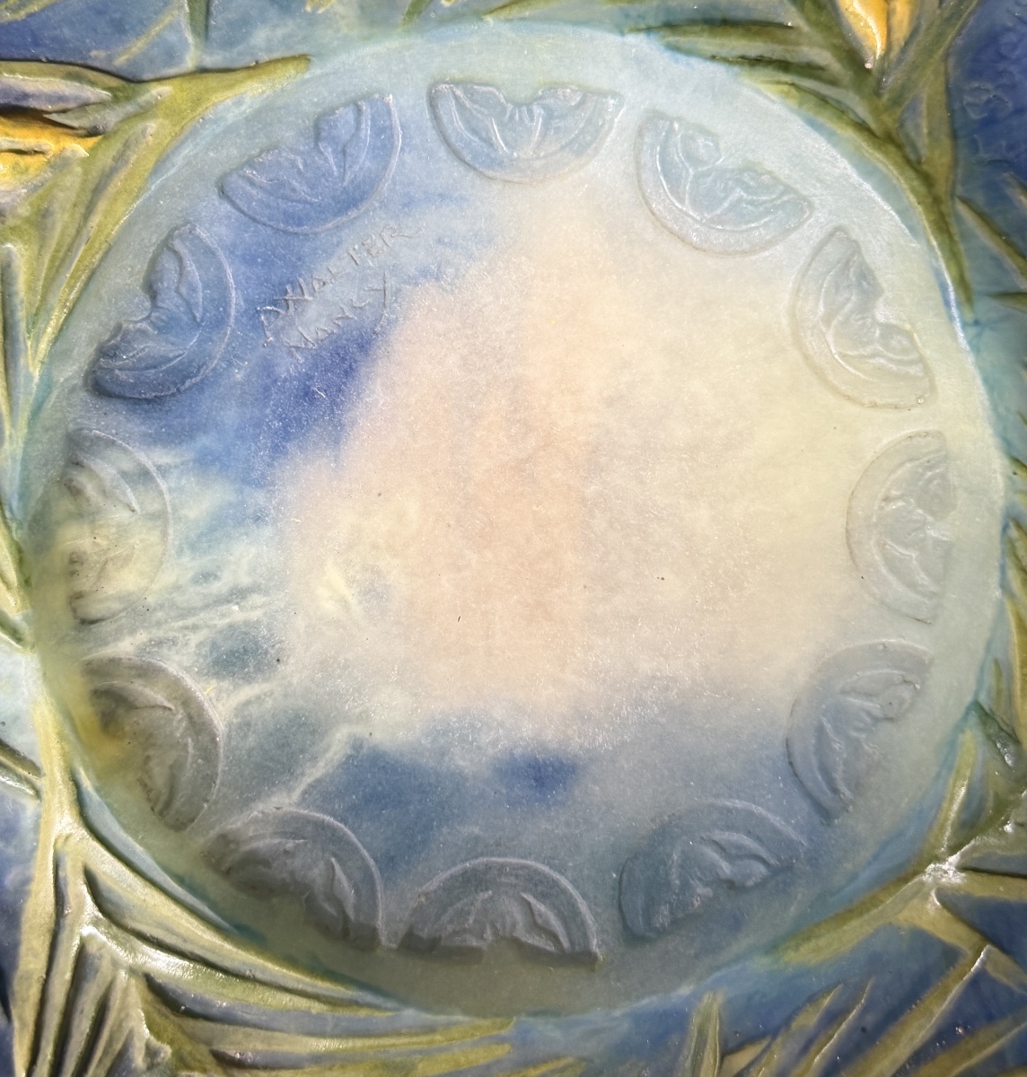 Amalric Walter - Plate Decorated With Pine Trees In Glass Paste. Art Nouveau Period. -photo-1