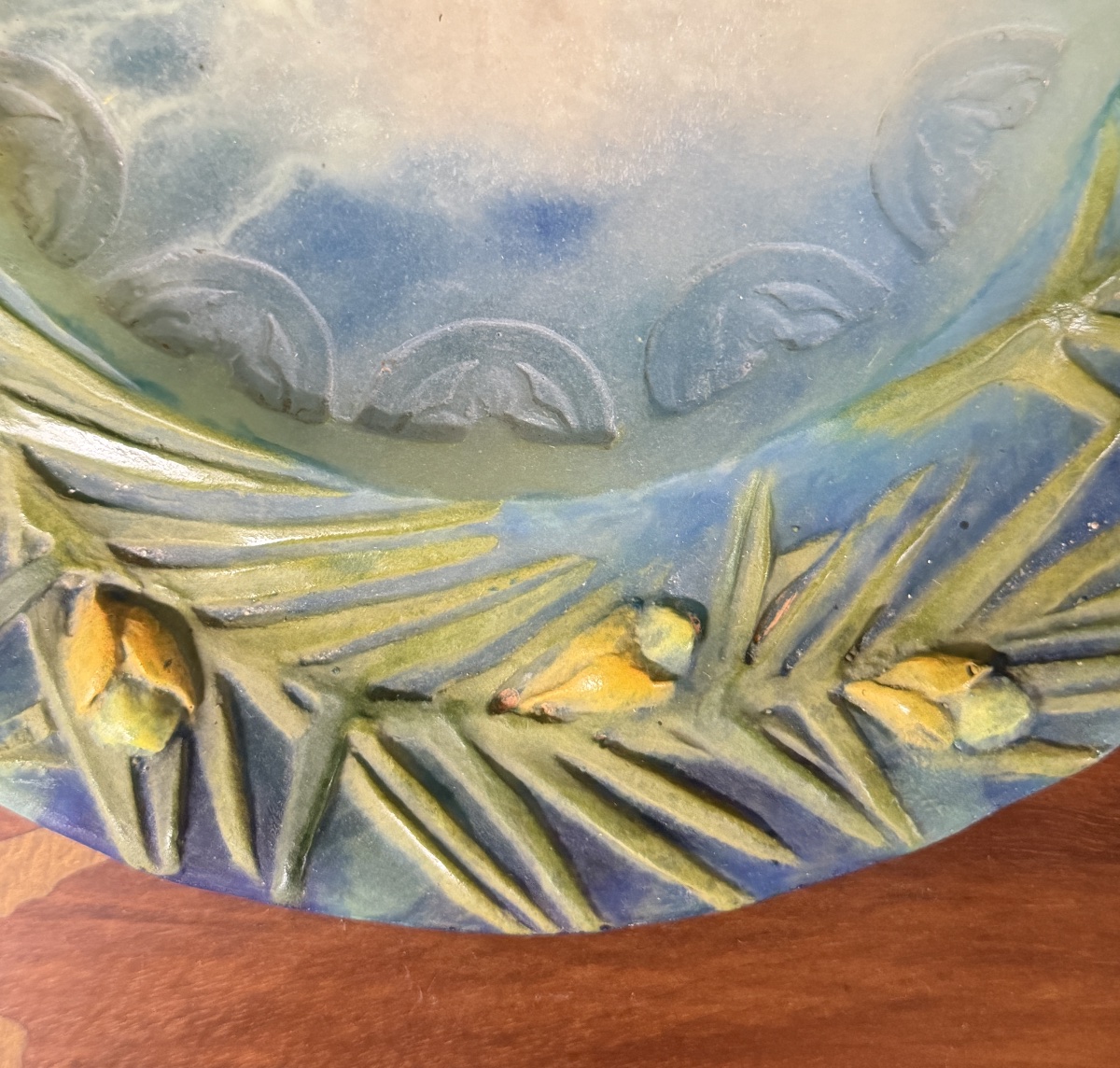 Amalric Walter - Plate Decorated With Pine Trees In Glass Paste. Art Nouveau Period. -photo-3