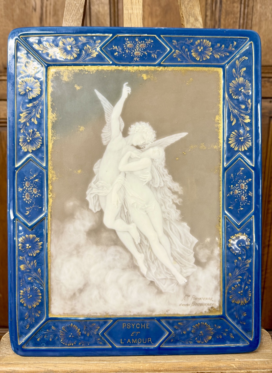 Auguste Riffaterre, Limoges, Porcelain Based On A Work By Bouguereau. Venus And Love.  -photo-3