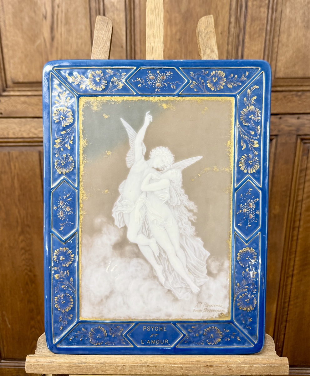 Auguste Riffaterre, Limoges, Porcelain Based On A Work By Bouguereau. Venus And Love.  -photo-4