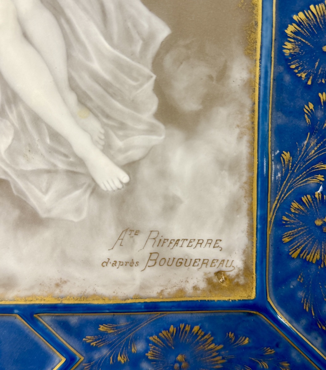 Auguste Riffaterre, Limoges, Porcelain Based On A Work By Bouguereau. Venus And Love.  -photo-3