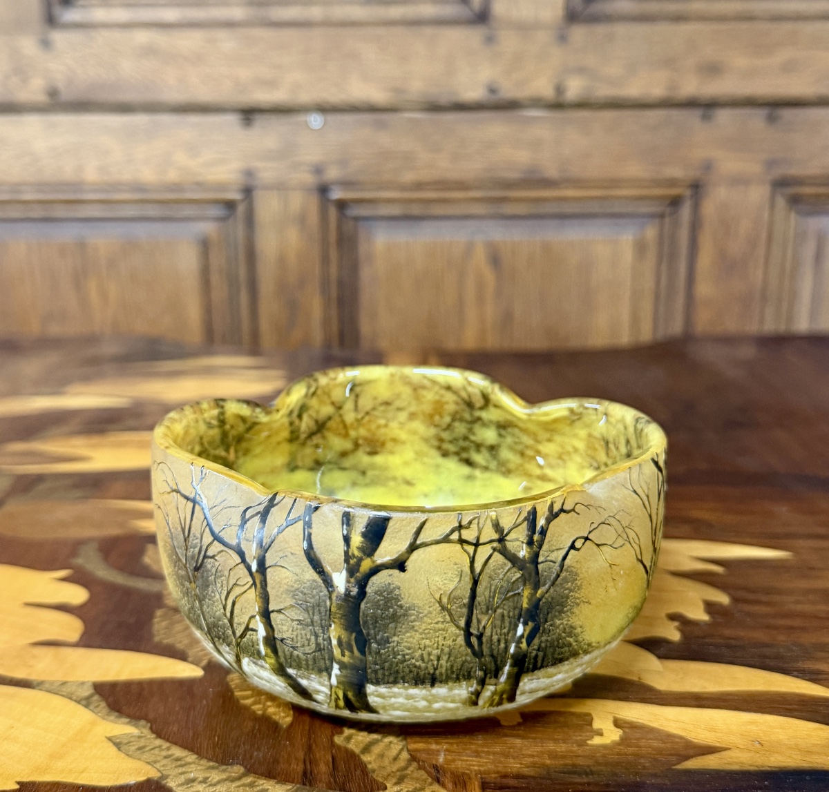 Daum Nancy - Multilobed Cup With A Design Depicting A Snow-covered Forest Landscape. Art Nouveau Period-photo-2