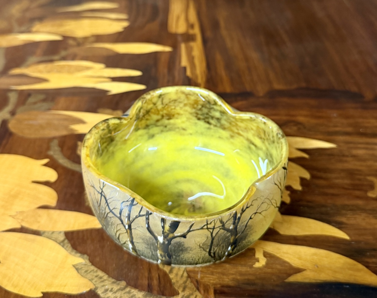 Daum Nancy - Multilobed Cup With A Design Depicting A Snow-covered Forest Landscape. Art Nouveau Period-photo-4
