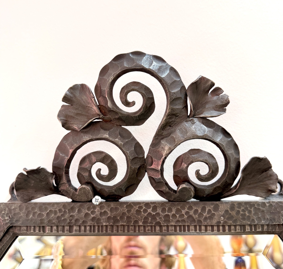 Paul Kiss - console et son miroir en fer forgé. Époque Art Déco, 1912-photo-3