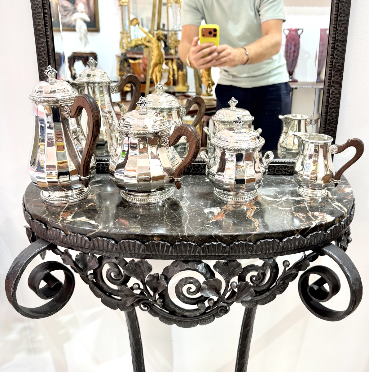 Paul Kiss - console et son miroir en fer forgé. Époque Art Déco, 1912-photo-5