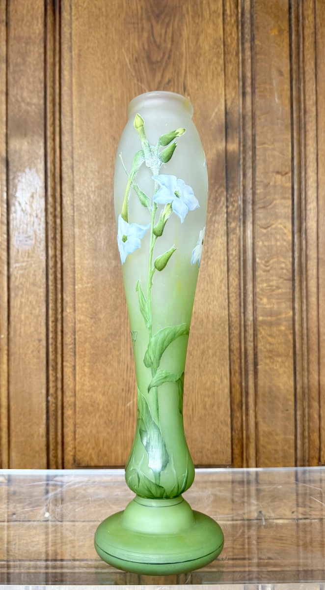 Daum Nancy - grand vase « nicotiana » d’époque Art Nouveau. 