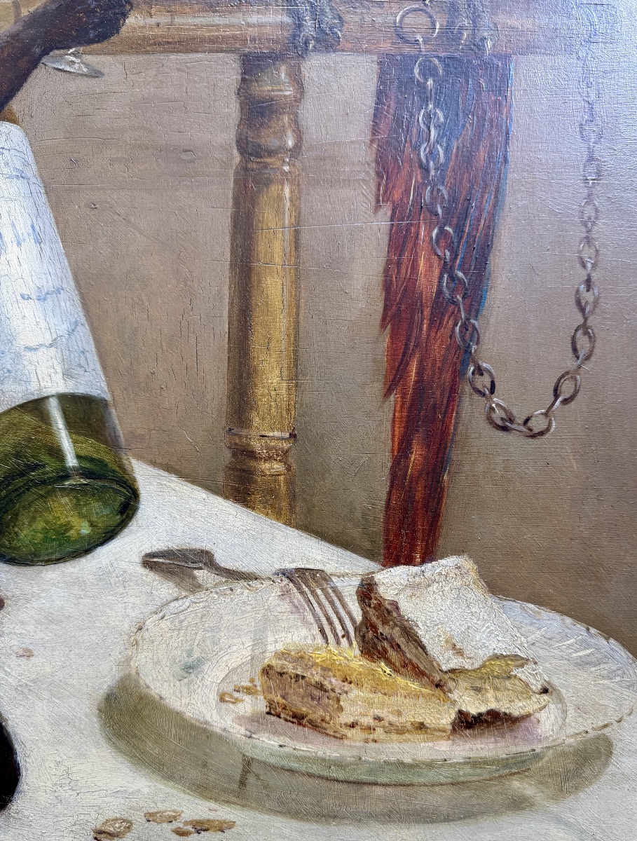 E. Baily HILDA - le singe et le perroquet. Huile sur panneau du XIXème siècle -photo-8