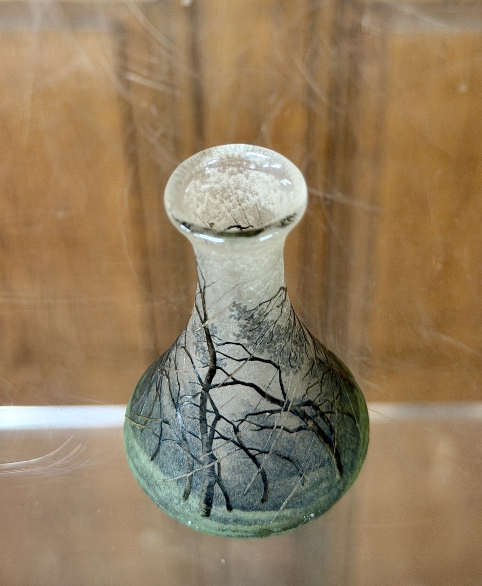 Daum Nancy—small Vase Decorated With A Rainy Landscape, Known As “pluviose.” Art Nouveau Period-photo-4