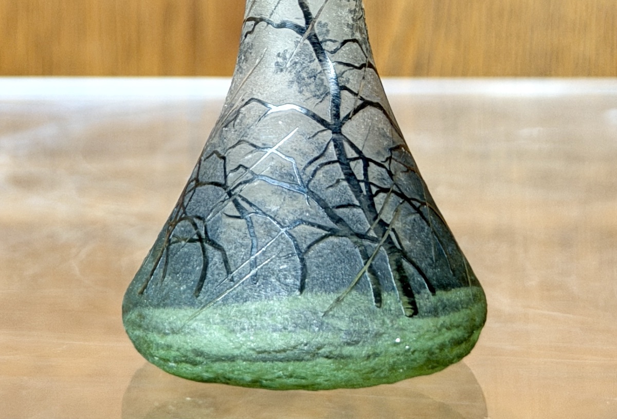 Daum Nancy—small Vase Decorated With A Rainy Landscape, Known As “pluviose.” Art Nouveau Period-photo-4